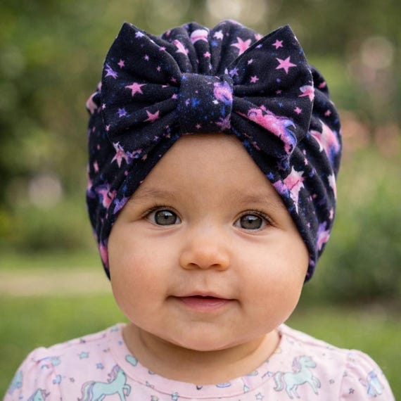 Messy Bow Waffle Cotton Bow Baby Turban, Baby knot turban, Baby Headwrap, Knit Turban , Baby Hair Bow, Turban Hat, Newborn Hospital Baby Hat