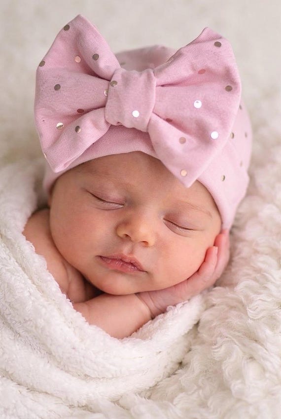 Newborn hospital hat, baby girl hat, newborn baby, newborn girl hat, hospital hat, newborn hat, baby shower gift, baby bow hat,