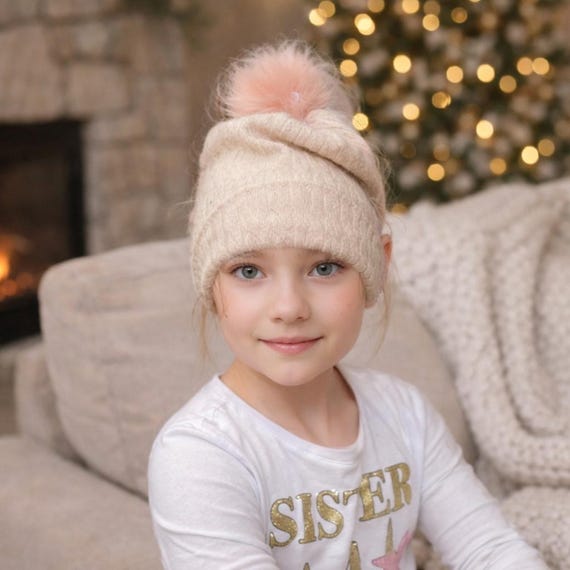 Toronto slouch Beanie, soft Winter Hat, Pompom Hat, Faux fur pompom, Women's Winter Hat, Pompom hat, cable knit Winter Hat