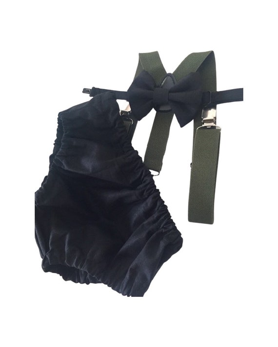 Cake Smash Boy Outfit, Black and green 1st Birthday Boy, Black Diaper Cover, Bowtie, Suspender, army suspenders, First Birthday Boy, Boy