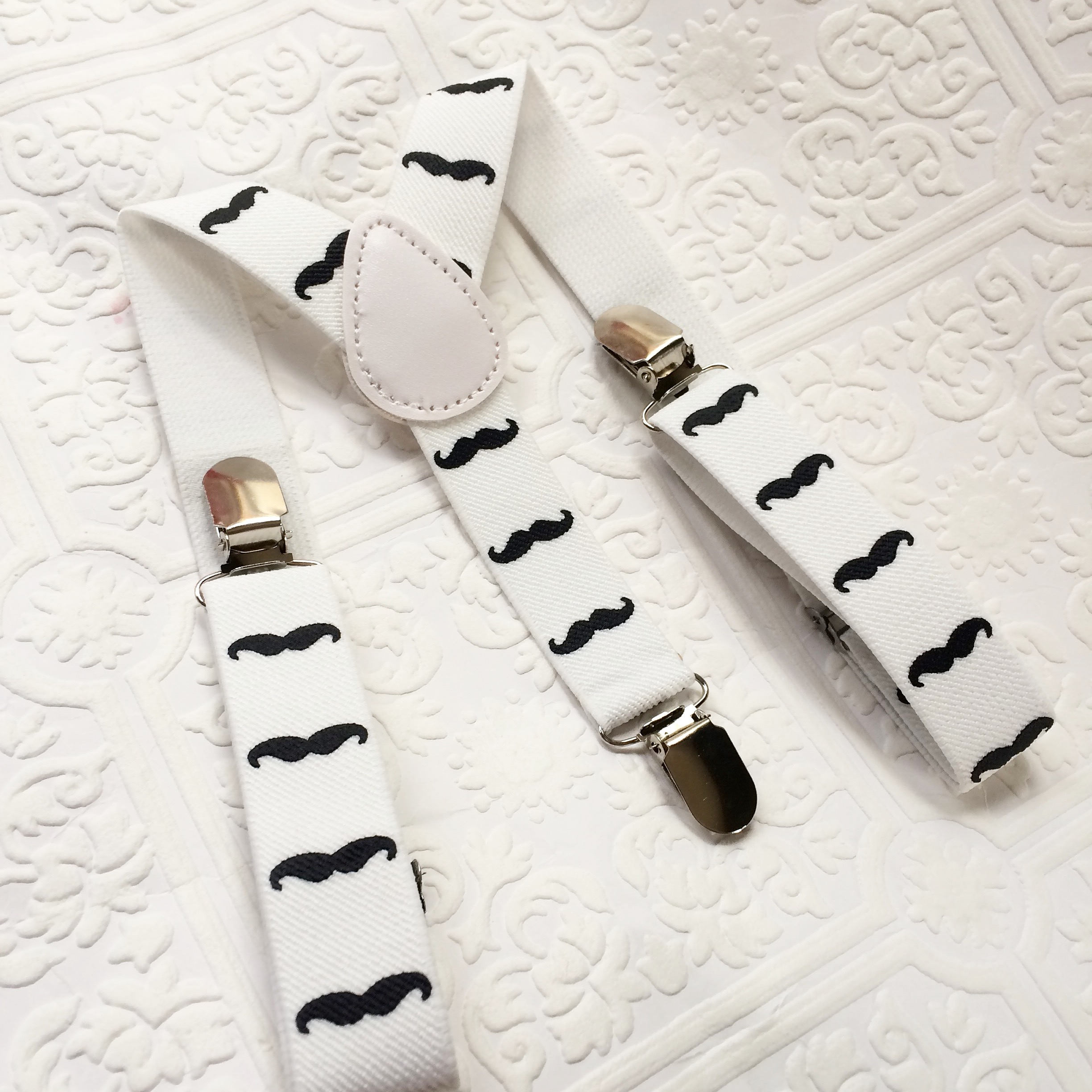 Movember baby suspenders, baby suspenders, toddler suspenders, white