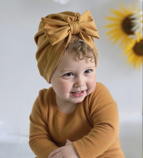 Mustard Baby Turban Hat, turban hat for babies, Top knot Turban, Baby Beanie, Baby Hair accessories, Baby girl turban, baby shower gift