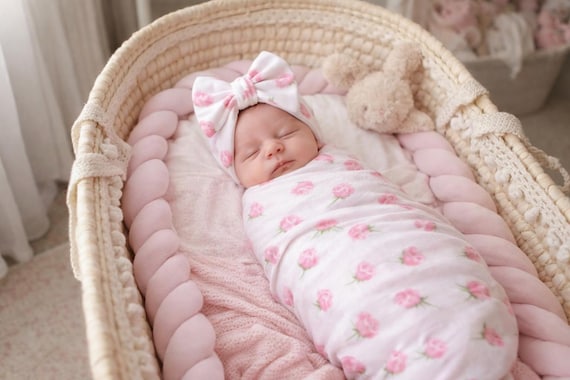 Rose Baby Swaddle Blanket, Baby Girl Swaddle, Rose Blanket, Newborn Swaddle, Girl Baby Blanket, Swaddle Set, Stretchy Knit Swaddle