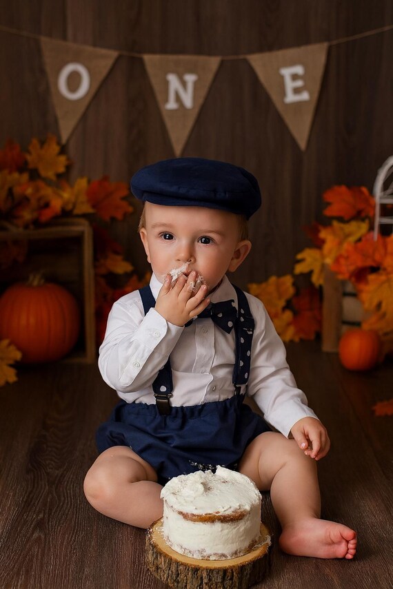 Navy Smash Cake Outfit Boy First Birthday super soft navy cotton Diaper Cover, navy Suspenders and navy bow tie 1st Birthday Photoshoot