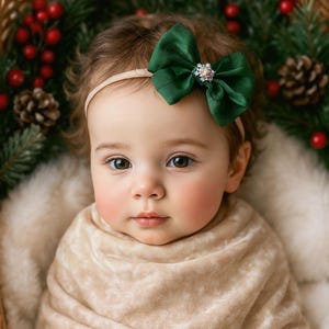Baby Girl Christmas Headband, Christmas Toddler Hair Clips, Red Ribbon Bow Headband, Burgundy Hair Bows, Toddler Hair Bows, Newborn Headband