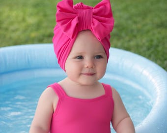 SWIM baby turban, cute bow turban, baby headwrap for swimming, bow turban, newborn turban, swimsuit hat, baby gift, choose your colour