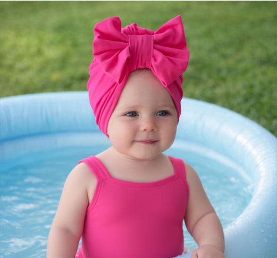SWIM baby turban, cute bow turban, baby headwrap for swimming, bow turban, newborn turban, swimsuit hat, baby gift, choose your colour