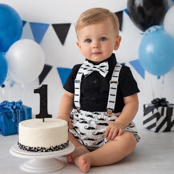 Mustache 1st birthday outfit, little man first birthday outfit, black and white birthday, mustache baby, boy cake smash outfit
