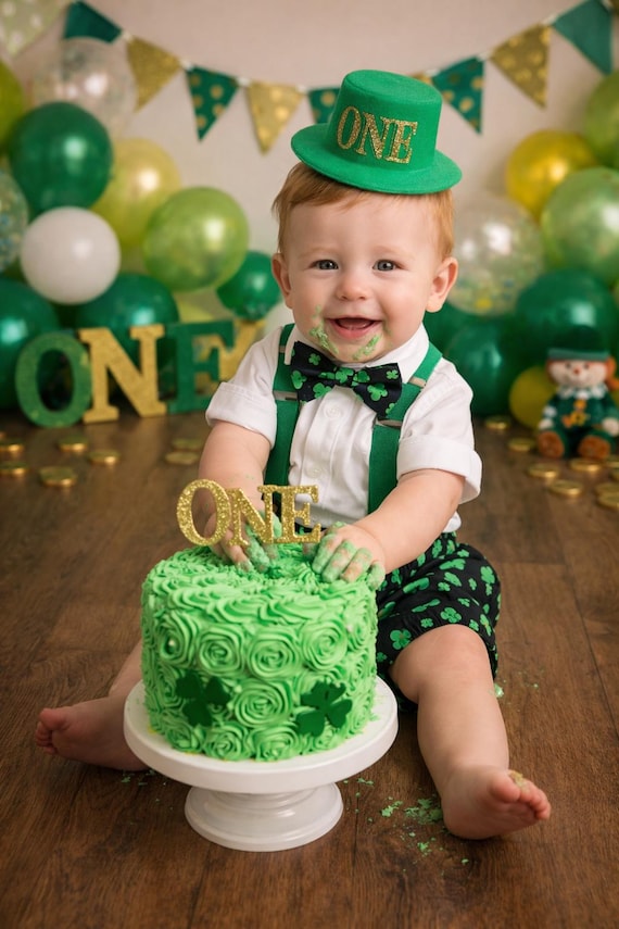 Boy Cake Smash Outfit, Cake Smash Set, St. Patrick’s Day Cake Smash, Lucky One Cake Smash, Irish 1st Birthday, Boy 1st Birthday