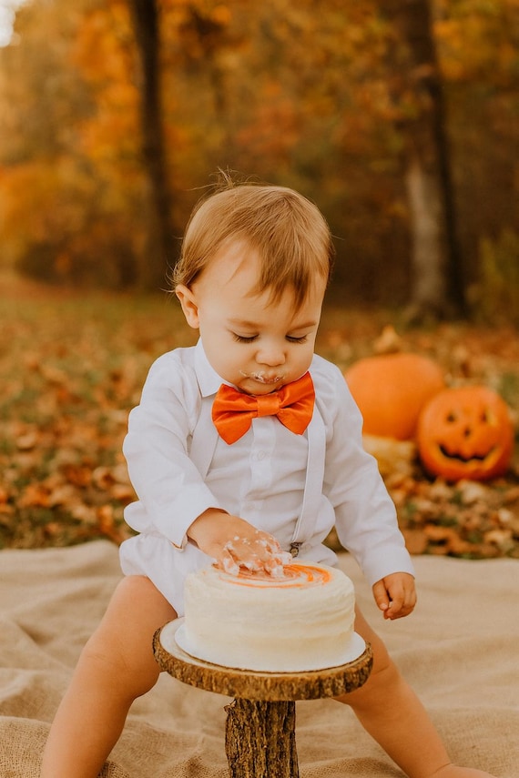Boy Cake Smash Outfit, Boy Cake Smash, Boy 1st Birthday Set, 1st Birthday, Milestone Pictures, Boy 1st Birthday Outfit, Orange Cake Smash