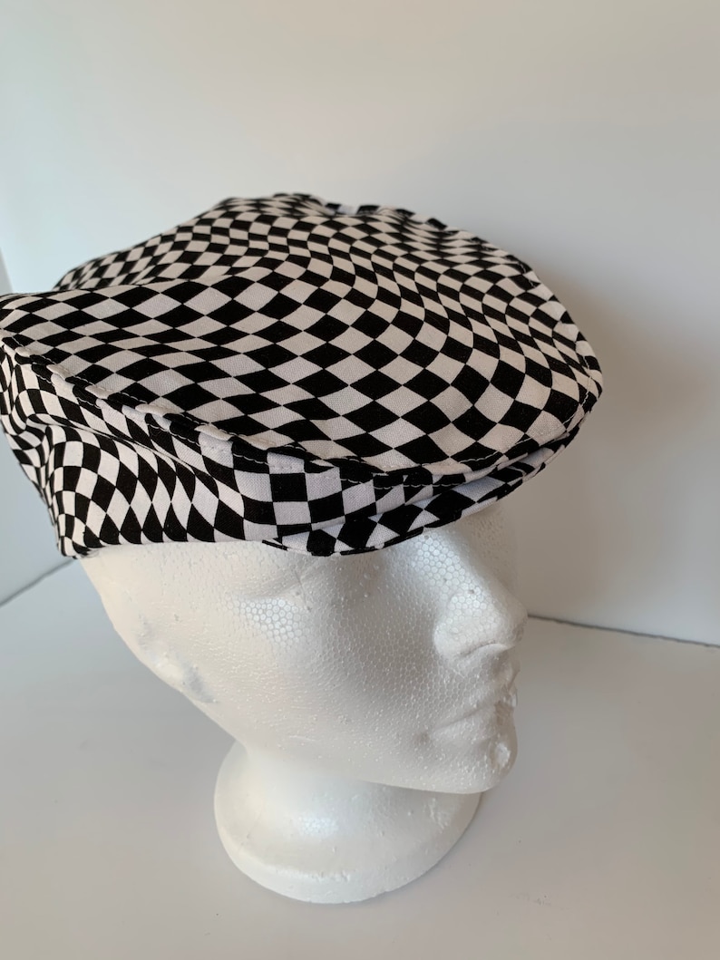 Plaid Newsboy Hat Man Lumberjack Plaid Flat Cap Hat Gift race car hat Birthday Boy Buffalo Plaid Hat Whit and Black Checkered Flat Cap