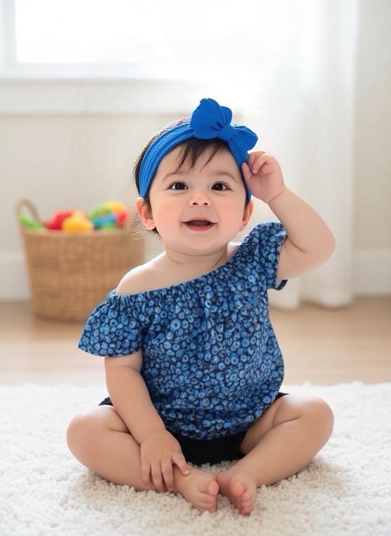 Baby Girl Set, Baby girl clothes, Baby outfit, baby sunsuit, Photography prop, Blueberry, Blue, Birthday outfit,baby shower gift,summer baby