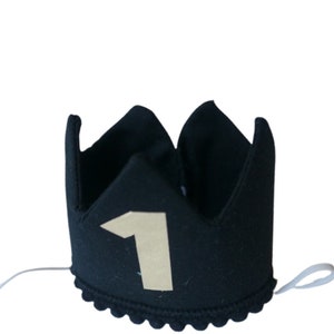 Black Birthday party crown, black party decor, boy Birthday, Girl Birthday party crown, first birthday crown