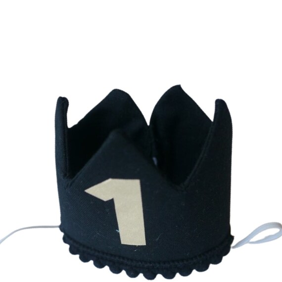 Black Birthday party crown, black party decor, boy Birthday, Girl Birthday party crown, first birthday crown