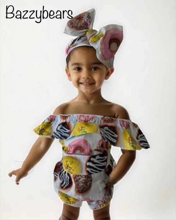 Donut romper, cake smash, doughnut romper, first birthday, romper, vintage style, tracked shipping USA and Canada