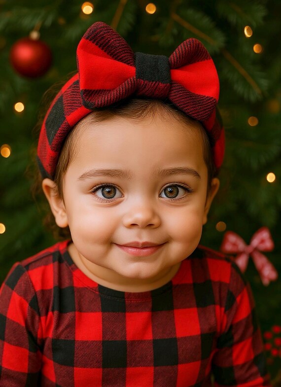 Buffalo Plaid Bow, Christmas Headband, Baby Bows, Baby Headband, Baby Bow Headband, Baby Girl Headband, Buffalo Plaid, Newborn headband