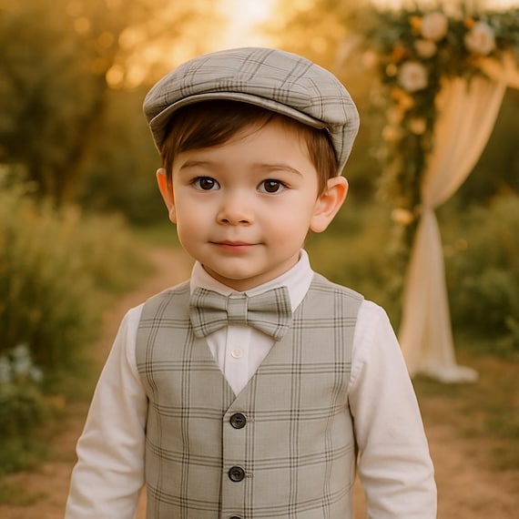 Boys Linen Vest and Bow Tie - Linen Waistcoat - Boys Thanksgiving Outfit - Boys Wedding Outfit