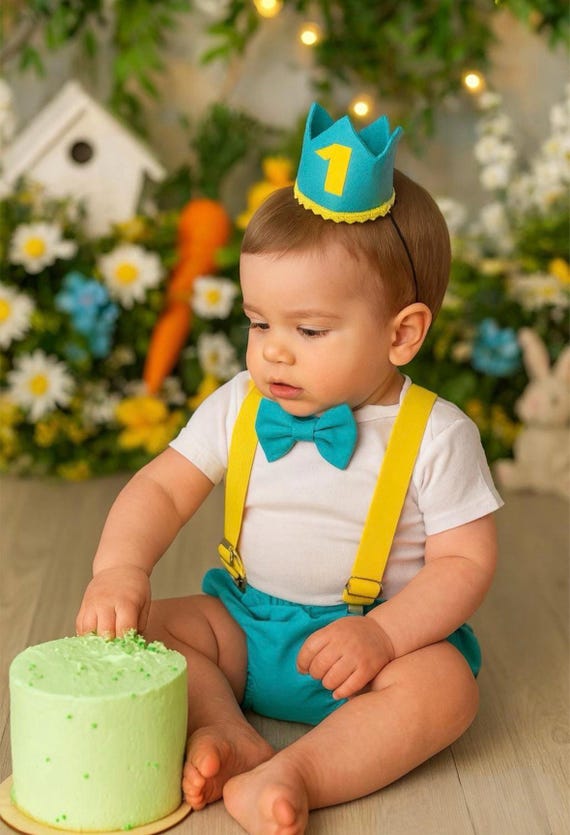 Cake Smash Outfit aqua green Yellow — Boys First Birthday Outfit Yellow Blue aqua