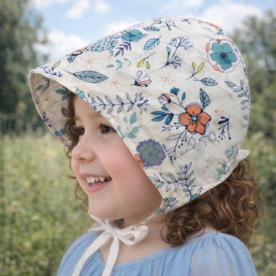 Flower Bonnet, Floral Bonnet, Garden Bonnet, Sitter Bonnet, Baby hat, Easter bonnet, Newborn Photo Prop, Cotton Baby Bonnet, Baby Hat
