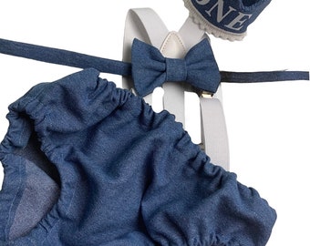 baby boy navy blue and white themed cake smash outfit nappy diaper cover suspenders bow tie boy first birthday outfit 1st birthday