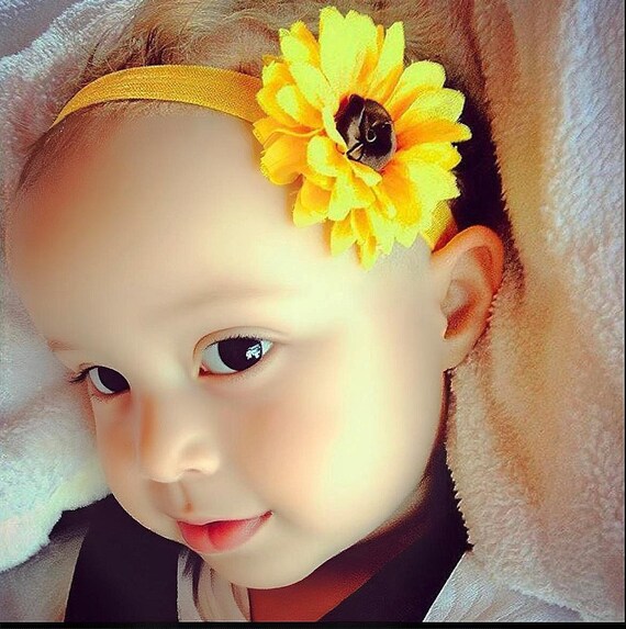 Sunflower headband, baby sunflower headband, sunflower baby headband, yellow flower headband, yellow baby headband, summer baby headband