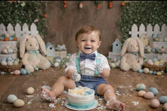 Light denim sitter set - baby boy photo prop - baby clothes - vintage style - birthday crown - cake smash outfit