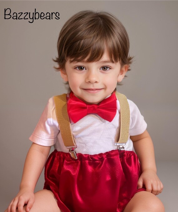 1st Birthday boy cake smash bow tie suspenders outfit 12 mo Red White LOVE Valentine day Bow, bloomers, shorts,diaper cover