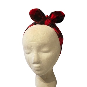 Mommy and Me Headbands, Set of 2 Red and Black Plaid Top Knot Head Scarf, Buffalo Plaid Headband, Sold as a Set, Lumberjack Head Scarf