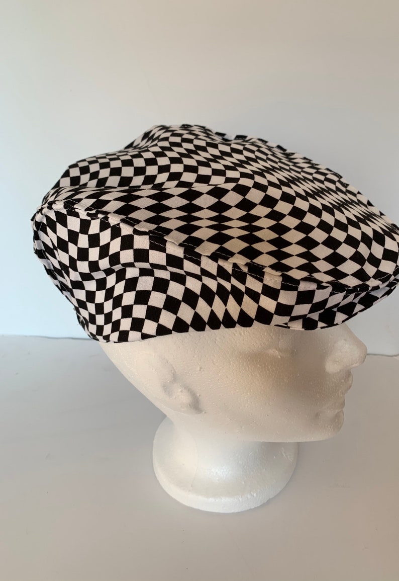 Plaid Newsboy Hat Man Lumberjack Plaid Flat Cap Hat Gift race car hat Birthday Boy Buffalo Plaid Hat Whit and Black Checkered Flat Cap