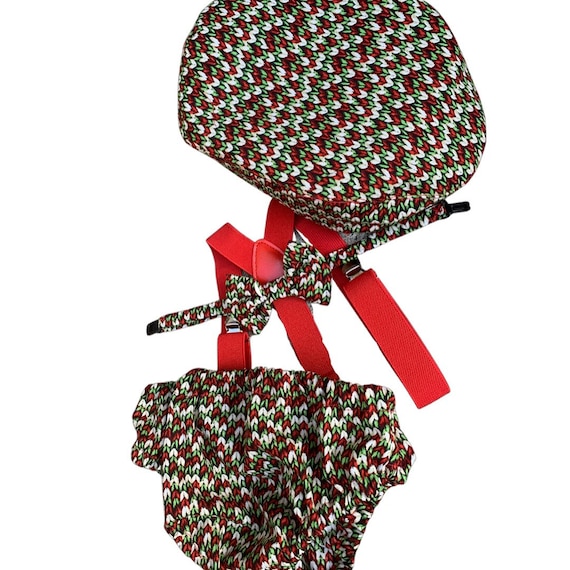 Christmas cake smash outfit, bowtie suspenders and diaper cover, Christmas 1st birthday outfit, boy christmas 1st birthday outfit