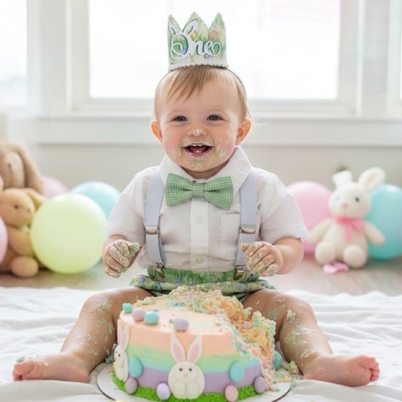 Easter Cake Smash Outfit - boy cake smash outfit- bunny cake smash outfit- Easter bloomers - some bunny is one - Easter boy outfit - first