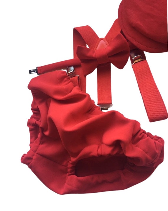 red cake smash outfit boy, red boys bow tie, red bow tie, smash cake outfit boy, red diaper cover bow tie, red baby bow tie, red suspenders
