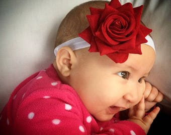 baby rose, Rose headband, rose baby headband, baby headband, red rose headband, newborn headband, red baby headband, birthday headband, rose