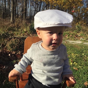 Christening hat white newsboy hat - white baby flat cap - newsboy cap for baby - White Baptism hat - Wedding Ring Bearer - made to order