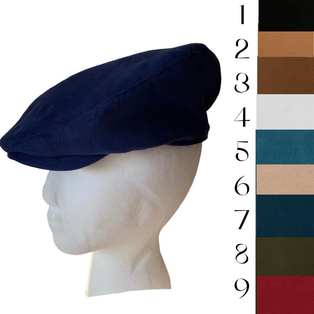Suede Boys Flat Cap Hat Navy Blue Linen Kids Peaky Blinders Etsy