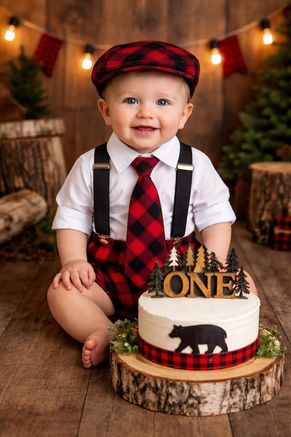 Lumberjack Diaper Cover, Buffalo Plaid First Birthday Outfit, Wild One Cake Smash, First Birthday Boy