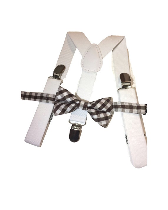 Baby suspenders and bow tie, brown baby bow tie, baby bow tie, suspenders, white suspenders set, thanksgiving bow tie, baby fall bow tie