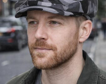 Gorra plana de camuflaje, sombrero de boda de camuflaje, gorra de repartidor de periódicos de camuflaje, sombrero de hombre de camuflaje, sombrero de portador de anillos de camuflaje gris y marrón, sombrero Ivy de camuflaje para niño, sombrero Jeff de camuflaje