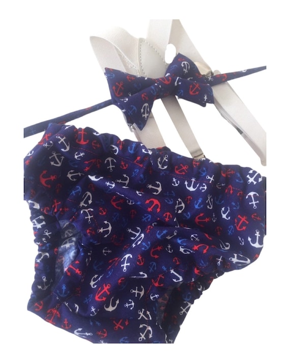Nautical Print 3 Piece Cake Smash Outfit - Photo Prop