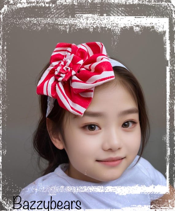 Candy cane baby headband, candy baby headband, red swirl baby headband, red and white headband, stripes baby headband, Christmas headband