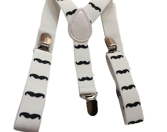 Movember baby suspenders, baby suspenders, toddler suspenders, white suspenders, movember toddler, moustache baby suspenders, suspenders