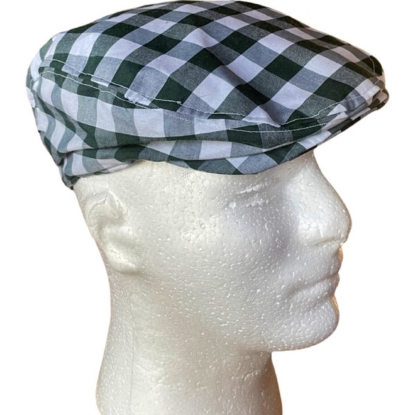 Plaid Linen Duckbill Mens Summer Flat Cap Cabbie Ivy League Driving Bicycle Gatsby Duffer Bunnet Crook Cheese-Cutter Jeff Scally Joao