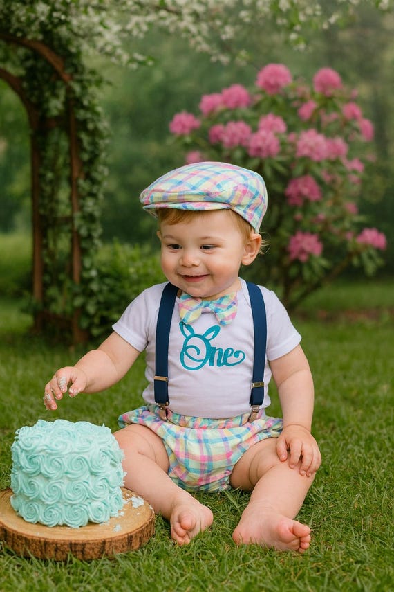 Boys Cake Smash Outfit - Easter Cake smash - Boys Birthday Outfit First 1st Birthday - bunny cake smash - Easter bunny outfit - Easter first