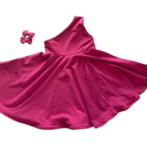 Hot Pink Mädchen Kleid, eine Schulter, rosa Foto-Shooting Kleid, rosa Baby Kleid, rosa Suade Kleid, rosa Prinzessin Geburtstag Kleid, Festzug Mädchen Kleid