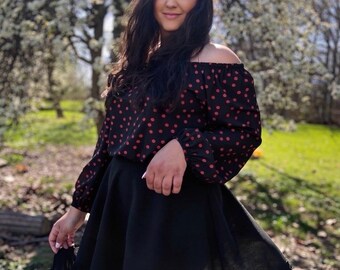 Off The Shoulder Long Sleeve Oversized Slouchy Shirt, Baggy Off The Shoulder Chiffon Shirt