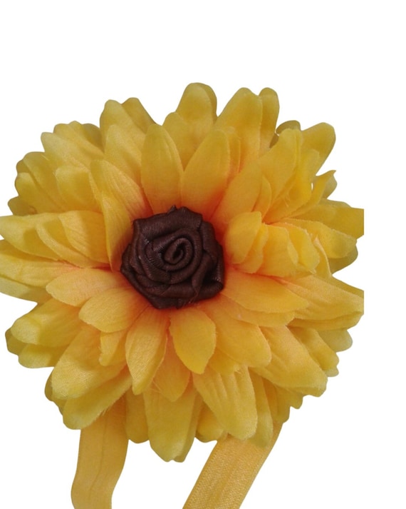 Sunflower headband, baby sunflower headband, sunflower baby headband, yellow flower headband, yellow baby headband, summer baby headband