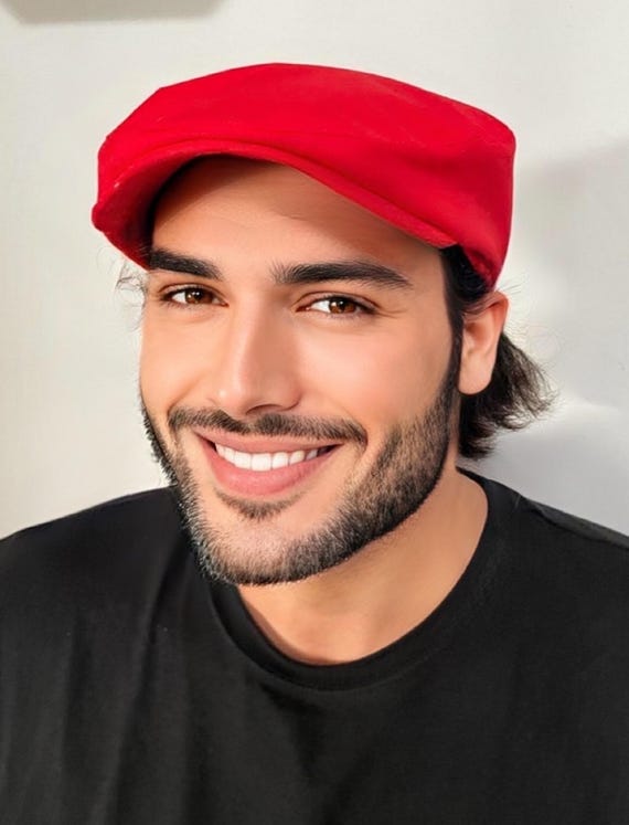 Red Flat Cap, Red Newsboy Hat, Birthday Boy Red Hat, Man Red Flat Cap Hat Gift, Canada day cap, Valentine’s Day cap, Independence Day cap