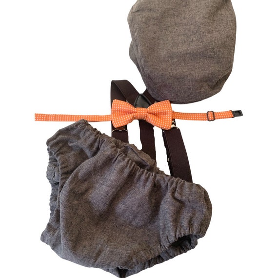 Light denim sitter set - baby boy photo prop - baby clothes - vintage style - flat cap - cake smash outfit
