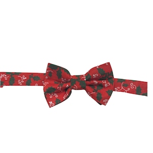 Gravata borboleta festiva de Natal com desenhos de Holly & Berry, laço escocês Tartan Dickie perfeito para formatura, baile de formatura 100% algodão decorações de Natal