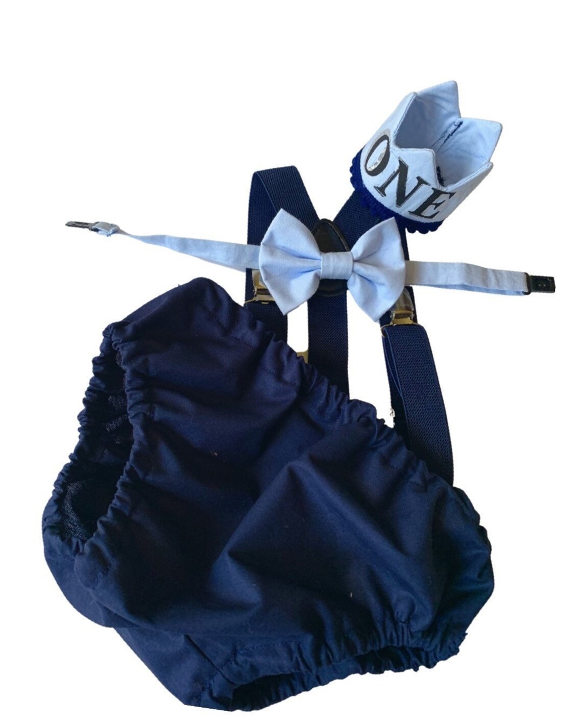 baby boy navy blue and blue themed cake smash outfit nappy diaper cover suspenders bow tie boy first birthday outfit 1st birthday